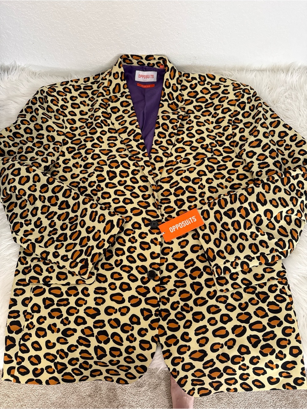 OppoSuits Men's Leopard Print Blazer - Tan/Black/Orange